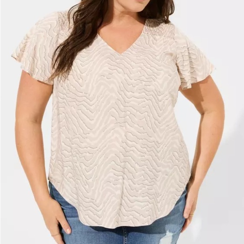 Challis Flutter Sleeve Blouse (2)